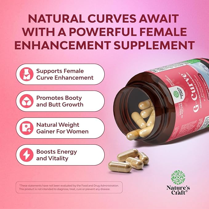 G-Curve Butt and Breast Growth Capsules - Horny Goat Weed Muira Puama & Maca Root for Butt Growth Support - Advanced Herbal Formula - Supports Bigger Butt & Bigger Breast - Easy to Swallow - 60 Count