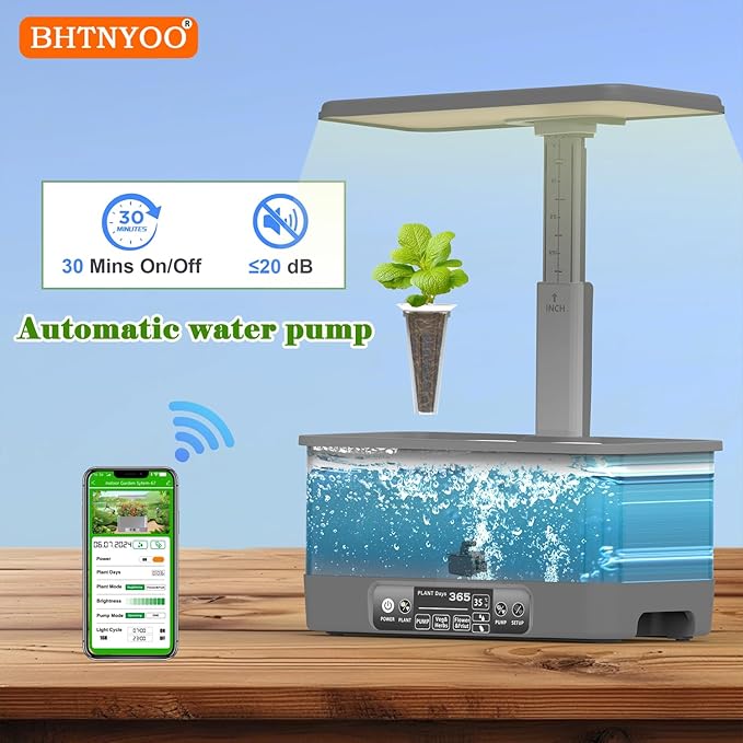 Hydroponics Growing System Kits,APP&WiFi 8 Pods Smart Indoor Herbs Garden with 24W Adjustable Height LED Growth Lights,for Indoor Gardening Gifts,Vegetables Planter