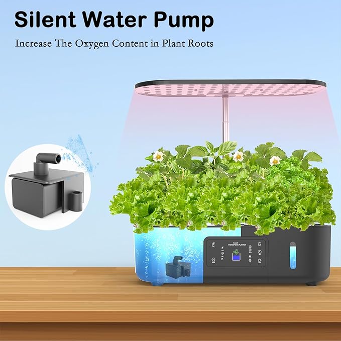 Hydroponics Growing System,BHTNYOO-13 Pods Indoor Herbs Garden Gardening Kit with Multi-Mode Adjustable Height LED Grow Lights,Automatic Water Pump Timer (LCD Touch Screen)