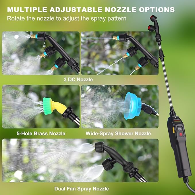 Battery Powered Garden Sprayer 3.2 Gallon Electric Pump Backpack Sprayer with USB Rechargeable Handle, Telescopic Wand, Adjustable Strap and 4 Mist Nozzles for Yard, Lawn, Cleaning 12L