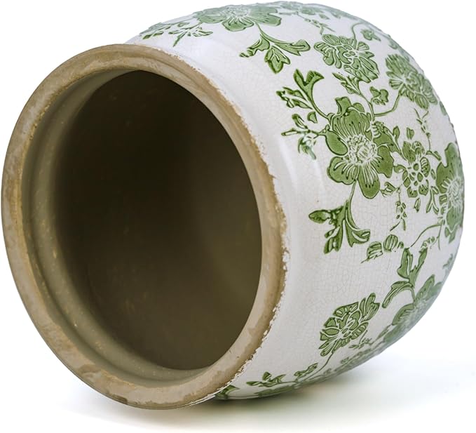 Dosayes Flower Pot,Vintage Ceramic Pot for Planter with Drainage Holes, 6.29 inch Ice Crack Glazed Indoor Planters Pot for Indoor,Tucan Home Decor,Gardening Gifts,Green (Modern)