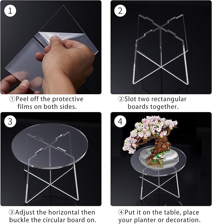 YourGift 6 inches Mini Plant Stand Indoor, Acrylic Planter Stand for Indoor Plants, Desktop Round Plant Holder Shelf for Flower Pots Table Display Rack for Event Decor (Clear)