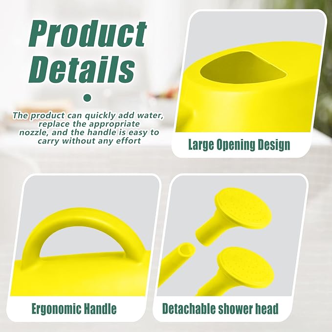 Indoor and Outdoor Watering Can - Long Spout -1/2 Gallon (64oz) - Yellow