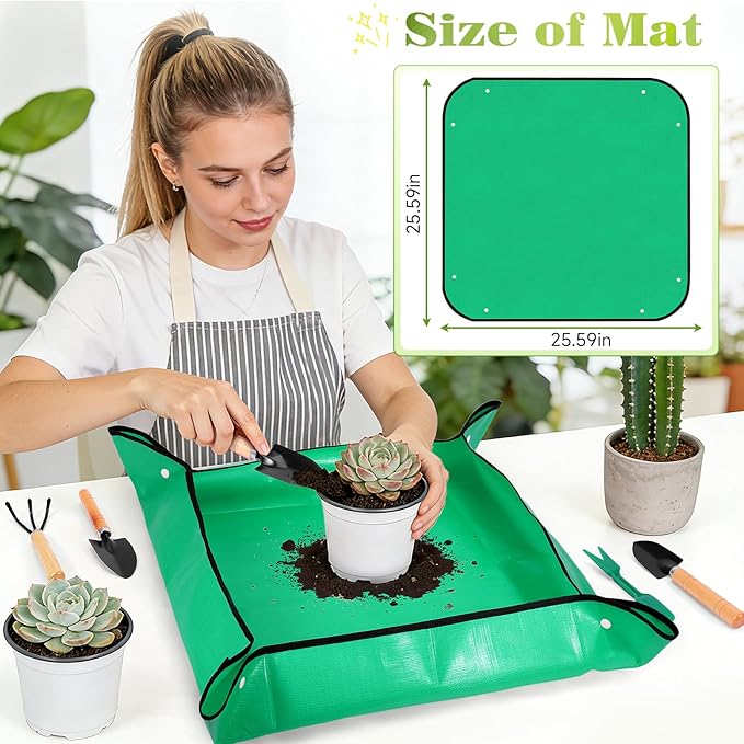 Gardening Tool Set, 18PCS Bonsai Tool Set for Succulents, Herbs & Indoor Plants, Mini Garden Tools with Repotting Mat, Gloves, Pruner, Plant Ties & Labels, Garden Starter Kit for Beginners