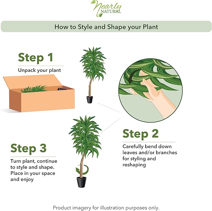 Nearly Natural 48in Artificial Dracaena with Real Touch Leaves and Multi Tonal Trunks, Large Indoor Silk Plant with Pot, Maintenance Free For Living Room And Home Office Decor