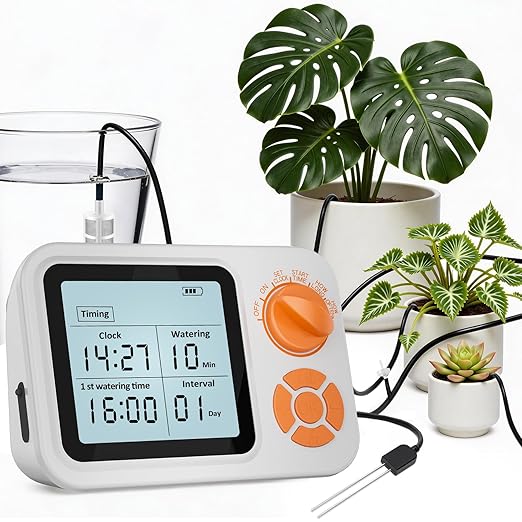 Automatic Plant Waterer Indoor, Auto Watering System for 15 Potted Plants with Programmable Timer, Smart Soil Moisture Sensor, Self Watering Plants Devices for While Away, Vacation