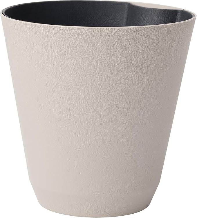 14-Inch Beige Resin Self-Watering Planter, Recycled Materials, Low-Maintenance, Indoor/Outdoor Use