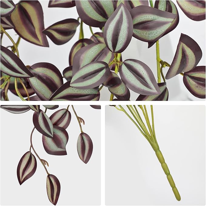 DILATATA Fake Hanging Plants Artificial Hanging Plants 181 Leaves Faux Wandering Jew Hangings Leaves Plant for Wall Shelf Home Indoor Outdoor Decor - 5 Pack
