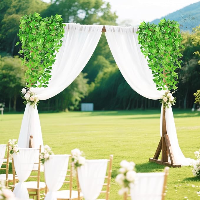 Artificial Hanging Plants, 2pcs Fake Pothos Vine Greenery for Wall Decor - Indoor Outdoor Home Living Room Hanging Decor, No Basket Included