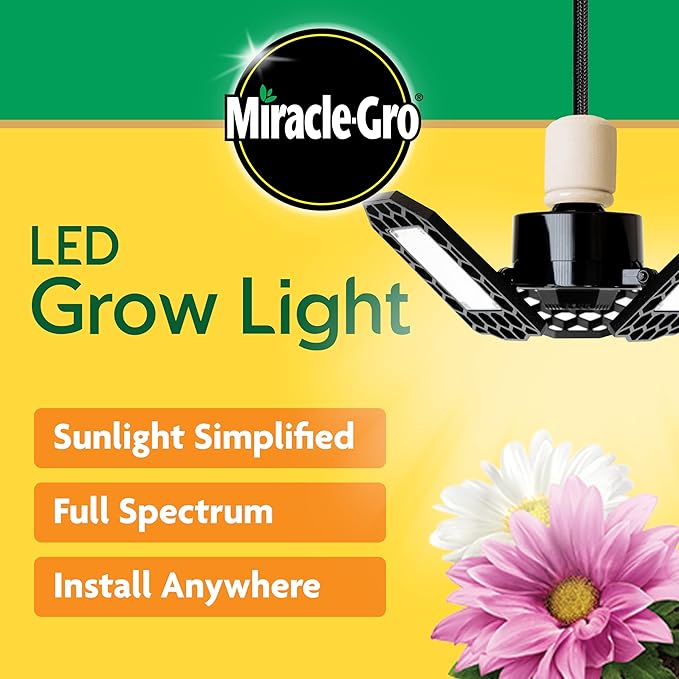 Miracle-Gro LED Wing Full Spectrum Grow Light for Indoor Plants, 80 W (800W Equivalent, Plant Lights for Indoor Greenhouse and Garage, E26 Base