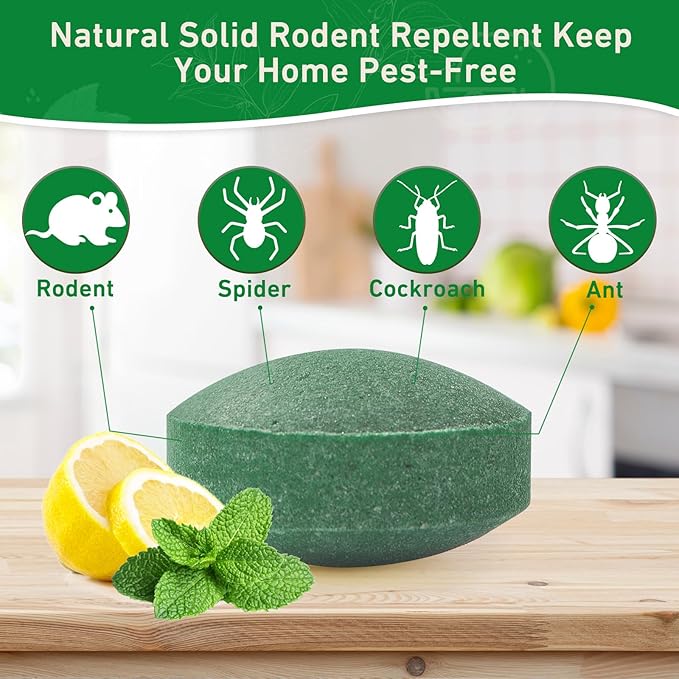 Pest Rodent Repellent, 48 Pack Peppermint Oil Repellent for Mouse Rats Spider Roach Ant Squirrel Pest Control Indoor & Outdoor, Natural Mice Deterrent Replace Trap Poisoning Family & Pet Safe Green