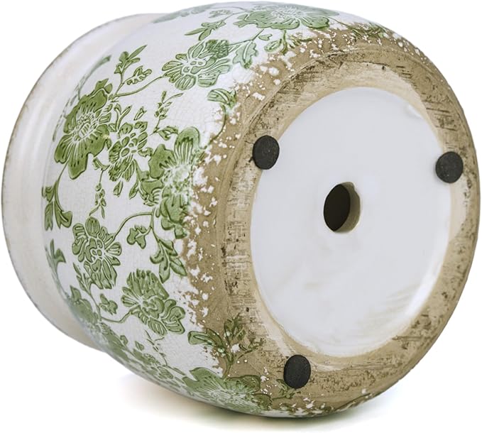 Dosayes Flower Pot,Vintage Ceramic Pot for Planter with Drainage Holes, 6.29 inch Ice Crack Glazed Indoor Planters Pot for Indoor,Tucan Home Decor,Gardening Gifts,Green (Modern)