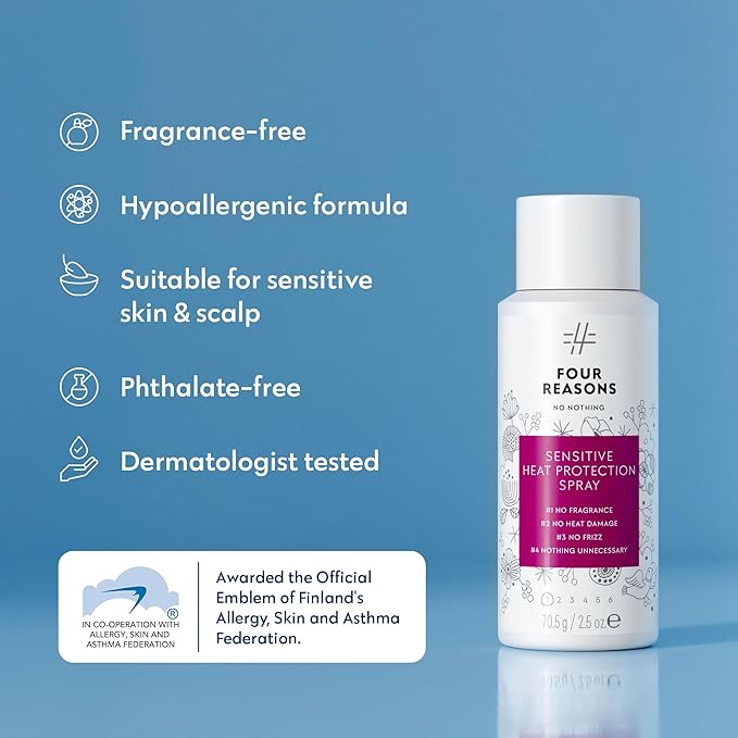 No nothing Sensitive Heat Protection Spray for Hair - Heat Protectant Spray for Women - Vegan, Unscented, Fragrance Free - Travel Size Frizz Control & Thermal Heat Protection