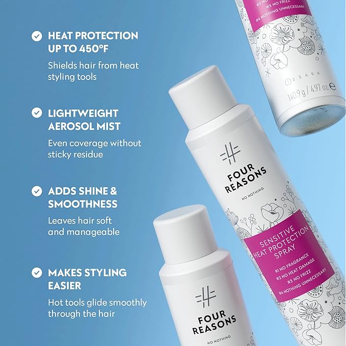 No Nothing Heat Protection Spray for Hair – Fragrance Free, Hypoallergenic Aerosol Hair Heat Protectant Spray, Humidity and Thermal Protector Up to 450°F, Lightweight Shine for All Hair Types, 4.97 oz