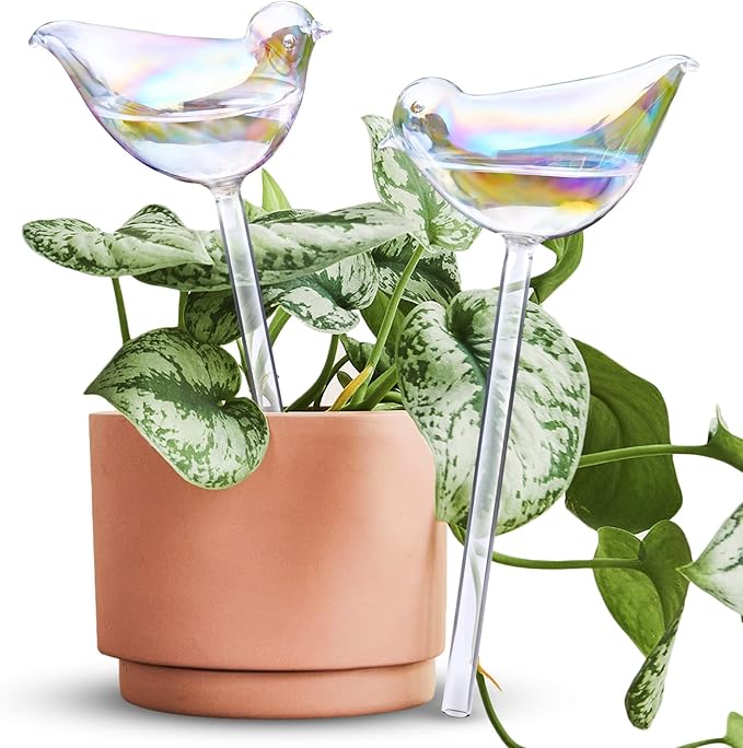 NiHome Bird Spike Plant Watering Globe 2-Pack 10" Light Gradient Hand-Blown Glass Globe Pot Plant Waterer for Home Indoor Outdoor Garden Patio Hanging Flower Automatic Irrigation System