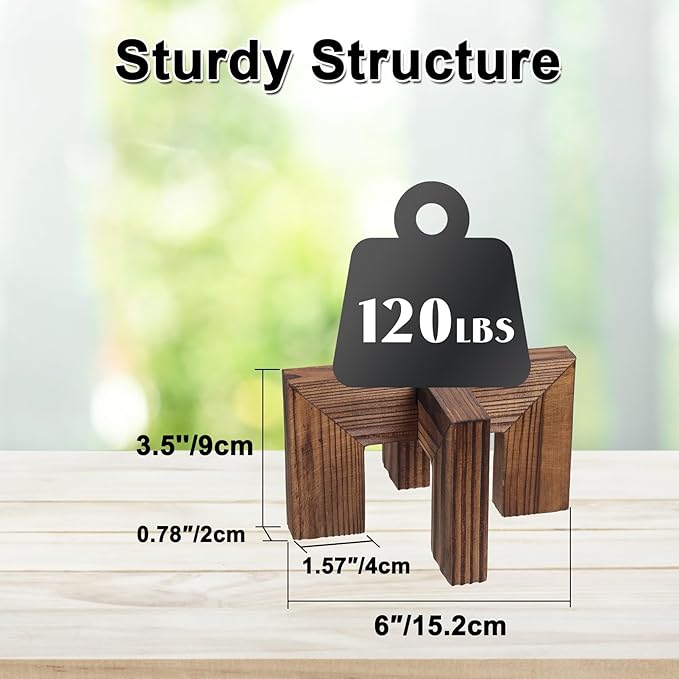Vigordream Plant Stand, Indoor/Outdoor Wood Plant Holder, Single Flower Pot Stand, Sturdy Planter Stands (Walnut, Fit 2.5-6 inch pots)
