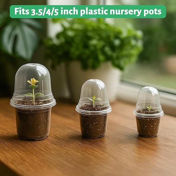 Bluepro 36 Packs 5/4/3.5 Inch Clear Plant Pot Humidity Domes, Transparent Seedling Domes Compatible with 5/4/3.5 Inch Reinforced Nursery Pots