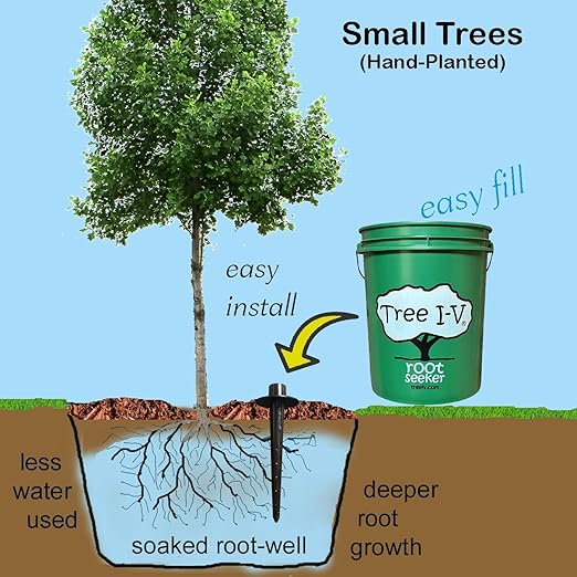 Tree I-V 6-Pk Original Base Root Feeder Watering System - Durable Self-Supported 5-Gal Reservoir with No-Hands Filling - Water 6 Trees in 6 Minutes - Weekly