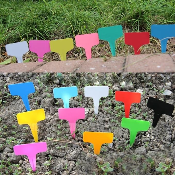 50Pcs Orange Plant Tags Plastic T-Type Nursery Garden Labels Markers Plant Stakes Garden Decoration, Pots, Plant Labels, Plant Container Accessories