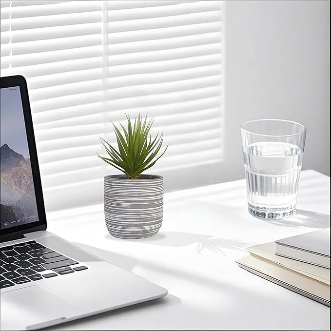 Jahe Fake Plant Agave, Artificial Succulent Plants in Potin, 9” Cement Bowl Faux Realistic Greenery Potted Plant for Home Office Desk Bathroom Livingroom Boho Shelves Decoration, Table Centerpieces