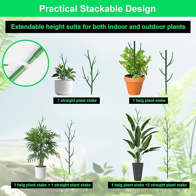 11 Pack Monstera Plant Support - 71.4" Plant Support Stakes for Indoor Plants Sticks Support Tall Indoor Plant Stakes with Twist Ties Stackable Plant Stem Support for Monstera Plants