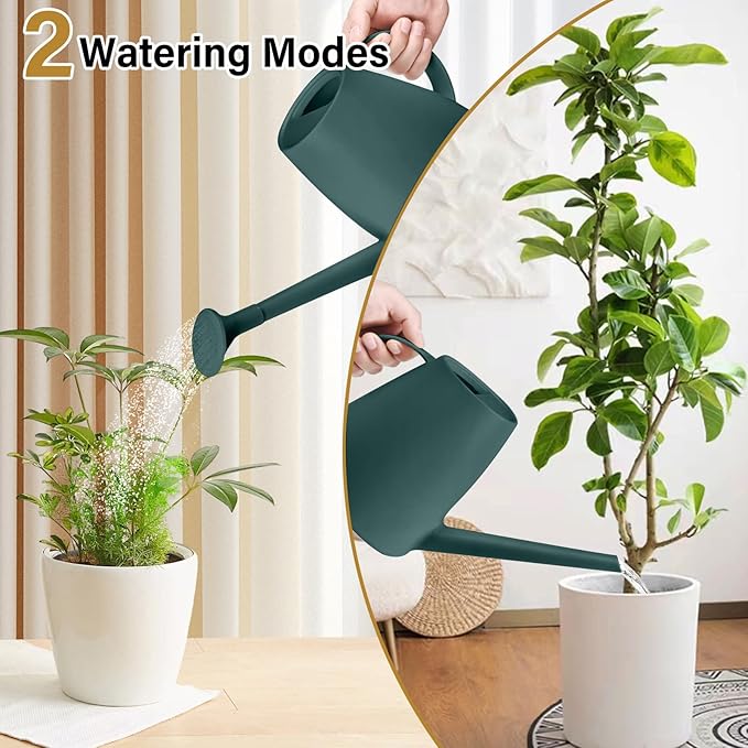 Plant Watering Can - Plastic Indoor and Outdoor - 1/2 Gallon - Blackish Green