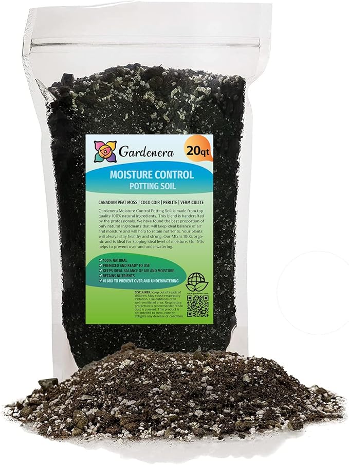 Gardenera Premium Moisture Control Potting Mix - Get The Perfect Balance of Moisture and Nutrients for Your Plants! - 20 Quart