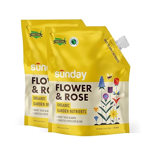 Sunday Flower and Rose Garden Naturals Plant Food Mix - Ready-to-Use Fertilizer - Perfect for Bulbs, Wildflowers, and Ornamental Gardens - OMRI-Listed, 4-4-6 NPK Mix - 2 Pack, 2lb Mix