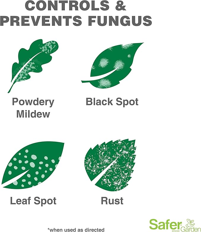 Safer Garden 3-in-1 Ready-to-Use Fungicide, Miticide, and Insecticide Spray, 24 oz Spray - Kills Insects & Mites - Controls & Prevents Fungal Diseases - SG5452 - OMRI Listed for Organic Gardening
