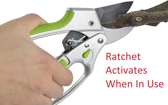 Garden Guru Ratchet Hand Pruning Shears - 2 in 1 Professional Garden Clippers with Ergonomic Grip - Makes Tough Cuts Easy (4 Pack)