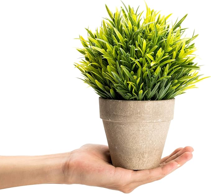 Velener Artificial Grass Potted Plant - Emerald Green Home Decor, Pumpkin Topiary Outdoor & Indoor Fall Plants Home Decor Accents, Coastal Kitchen, Countertops, Classroom, Farmhouse Christmas Decor