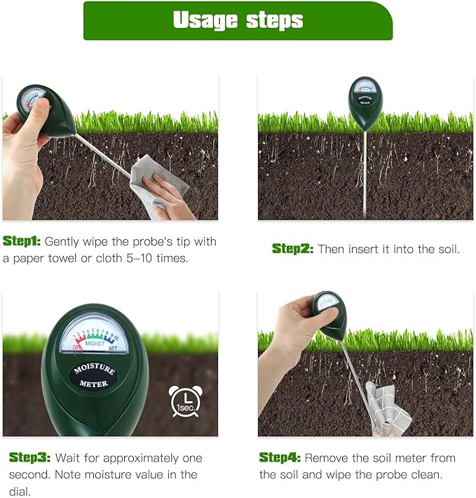 Soil Hygrometer Sensor, Battery-Free Water Moisture Meter for Plants/Garden Care, Indoor/Outdoor Use, Green, 2 Pack by YTXXDEUS