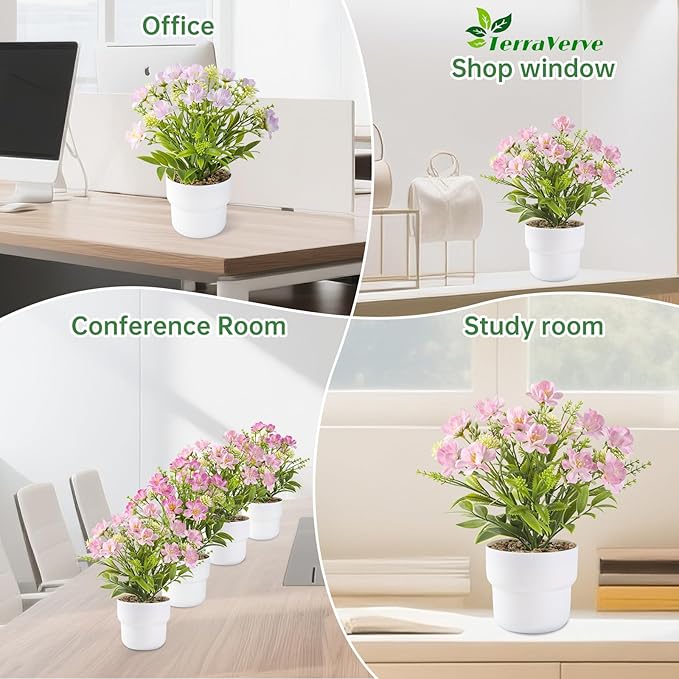 2-Piece Artificial Table Plant ， Lifelike Indoor Plants for Home, Office, Bedroom, Bathroom Decor ，Rustic Farmhouse Style mini Potted plantsry