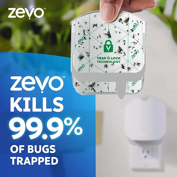Zevo Plant Flying Insect Trap Refills: Easy, Mess-Free Solution, Use Near House Plants - Kills Fungus Gnats, House Flies, & Fruit Flies (3 Refills Cartridges)
