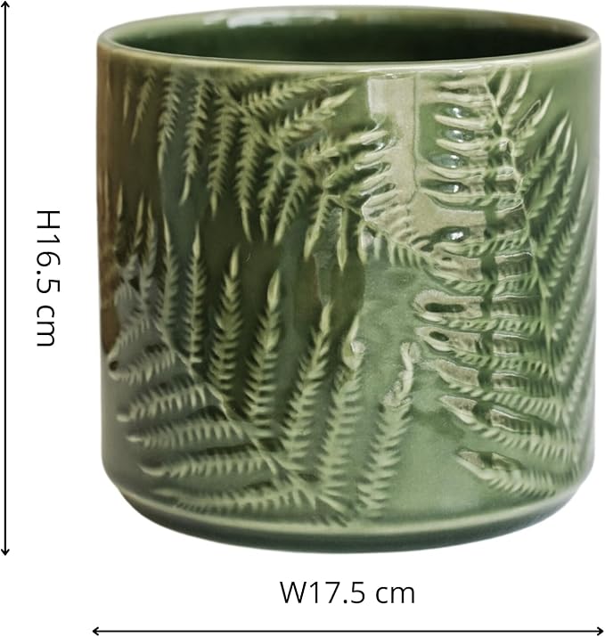 Ivyline Plant Pot Planter, Ceramic, Green, Large