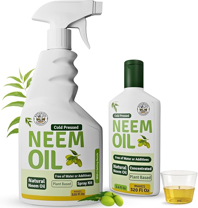 Neem Oil Spray for Plants (Refill 20 Times)- Pure Cold Pressed Neem Oil | Indoor & Outdoor