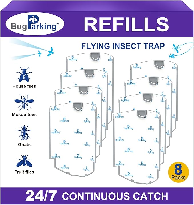 Flying Insect Trap Refill Cartridge, High-Stick Replacement Glue Boards, Pack of 8 Refills