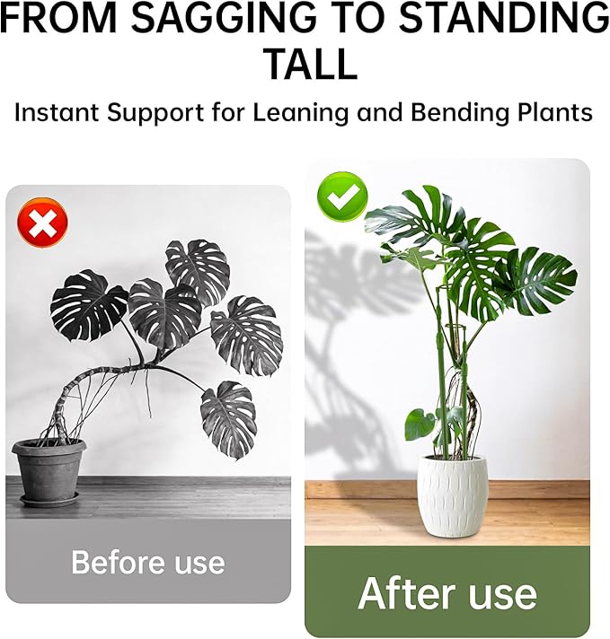 Yhtpouqe 3 Pack Extendable Plant Stakes, 16.5-42.5 Inch Plant Stakes for Indoor Outdoor, Adjustable Monstera Plant Support Sticks with Clips for Clombing Plants, Vine, Orchid, Tomato, Vegetables