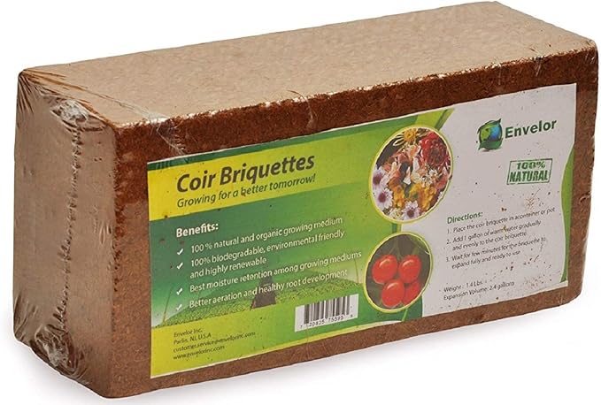 Coco Coir for Plants 6-Pack – 2.4 Gallons Compressed Coconut Coir Bricks, 1.5 lb. Bulk, Low EC, pH Balanced, Natural Coco Peat for Indoor & Outdoor Gardening, Potting Soil, Indoor Plant Soil
