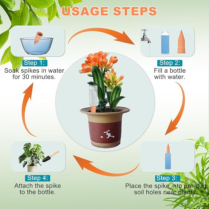 16 Pack Terracotta Plant Waterers - Self Watering Spikes and Watering Stakes for Automatic Watering, Slow Release Watering Devices for Vacation Plant Watering, Ideal for Indoor & Outdoor Plants