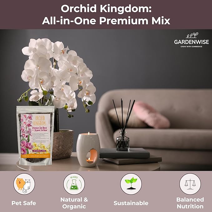 GARDENWISE Orchid Potting Mix – Orchid Bark, Sphagnum Moss, Tree Fern & Perlite for Repotting Phalaenopsis Orchids, Indoor Plants, Orchid Soil Medium – Sustrato para Orquídeas (4 Quart)