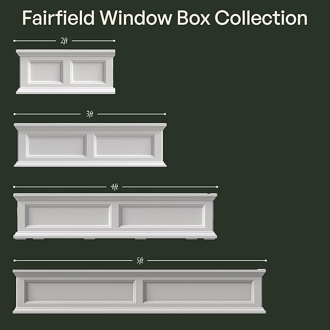 Mayne Fairfield 5ft Window Box, Self Watering Flower Box with Double Wall Design, All Season Fade Resistant Outdoor Window Planter with Steel Mounting Bracket, Graphite Grey