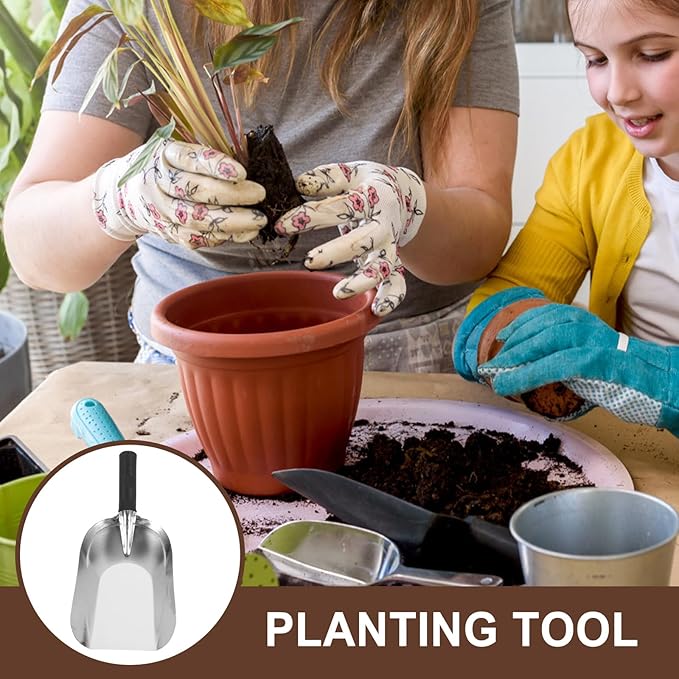 Kisangel Stainless Steel Garden Hand Trowel Small Square Shovel Lightweight Digging Tool for Transplanting and Soil Loosening 11.61X5.11In