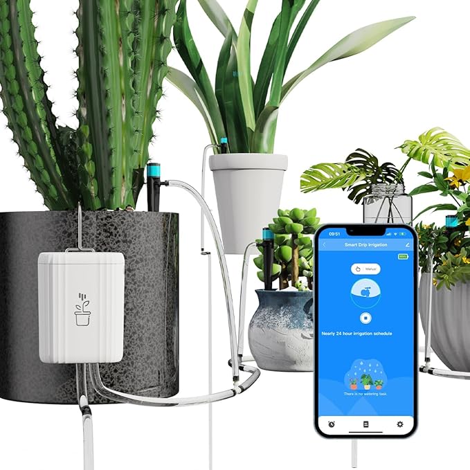 Smart Plant Watering Devices for Indoor Garden, 2.4GHz WiFi Automatic Self Watering System for Potted Plants, GreenVation Drip Irrigation Kit with Tuya/Smart Life APP Control