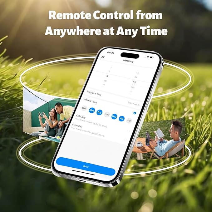 Water Timer for Garden Hose, 2.4GHz WiFi Smart Hose Sprinkler Timer with Tuya/Smart Life App, GreenVation Plant Automatic Watering System for Yard Outdoor Irrigation (WiFi Solution)