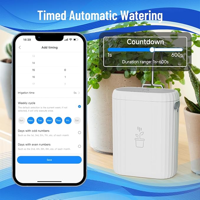 Smart Plant Watering Devices for Indoor Garden, 2.4GHz WiFi Automatic Self Watering System for Potted Plants, GreenVation Drip Irrigation Kit with Tuya/Smart Life APP Control
