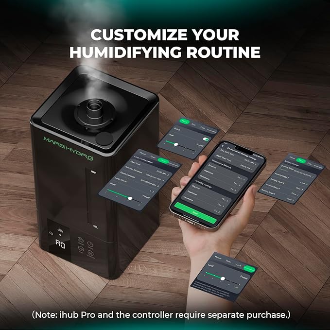 MARS HYDRO 2026 New Plant Humidifier 6L,with Adjustable Humidity,Timer Function,Ultrasonic Precise and Silent Operation,No-Leak Seal for Grow Tent,Indoor Planting,Greenhouse