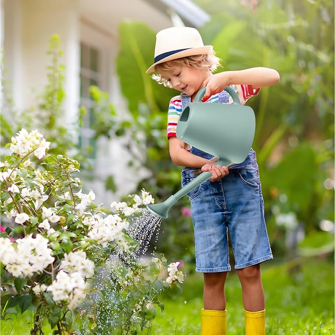 ZXJ Plant Watering Cans for Indoor and Outdoor Home Garden Plants - with Long Spout - Light Green - 1/2 Gallon