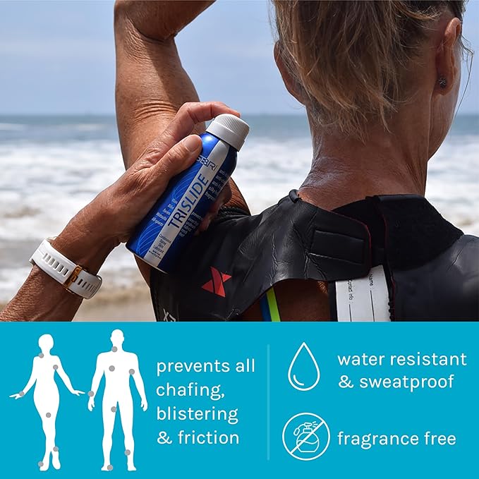 TRISLIDE Anti-Chafe Continuous Spray Skin Lubricant Body Friction Protection | Prevents Blistering and Chafing | Providng Long-Lasting Comfort and Protection (Pack of 1)