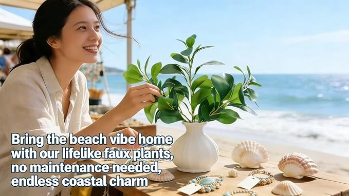 16" Artificial Branches in White Textured Ceramic Vase Lifelike Faux Greenery Table Centerpiece Modern Fake Plant for Home Office Desk Shelf Bedroom Bathroom Decor